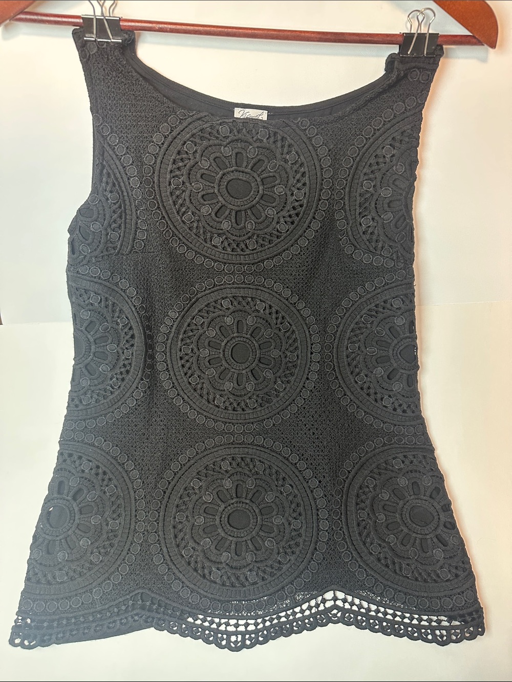 Kismet Black Crochet Medallion Tank Top